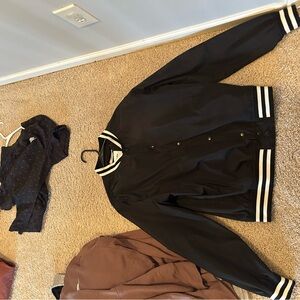 Goodfellow & Co Black Varsity Jacket with White Stripes